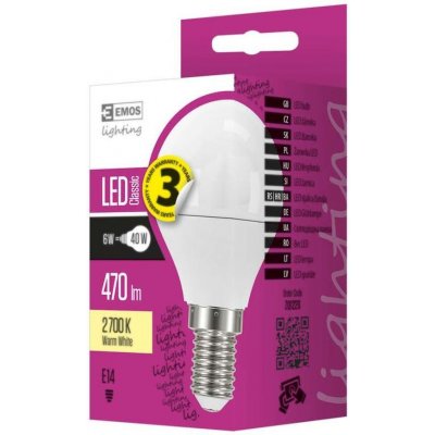 Emos LED žiarovka Classic Mini Globe 6W E14 teplá biela