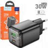 Nabíjačka Hoco N53 Monsoon GaN, USB-C PD30W + USB-A QC3.0, čierna