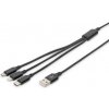USB nabíjací kábel, 3 v 1, USB A - Lightning+micro B+Type-C 1m, kábel, bavlna, CE, bl