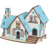 Woodcraft Drevené 3D puzzle Modrý dom