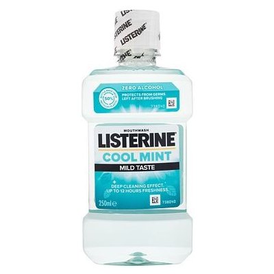 Listerine Cool Mint Mild Taste Mouthwash 250 ml ústní voda bez alkoholu pro svěží dech a ochranu před zubním plakem