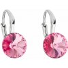 Strieborné náušnice visiace s kryštálmi Swarovski ružové okrúhle 31229.3