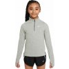 Dievčenské tričká Nike Kids Dri-Fit Long Sleeve 1/2 Zip Top - dark grey heather/white - Sivý (L)