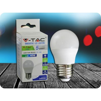 V-TAC E27 LED žiarovka 5.5W, 470lm, SAMSUNG chip, G45 Denná biela