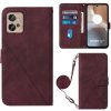 Peňaženkové kožené puzdro CROSSBODY na Motorola Moto G32 - Vínovo červená