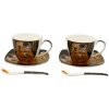 HOME ELEMENTS Porcelánová šálka a podšálka 2 x 250 ml, Klimt Bozk, tmavý