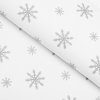 Teflónová látka na obrusy TF-112 Vianočné sivé vločky na bielom - šírka 155 cm