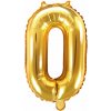 PartyDeco Fóliový balón Mini Číslo 0 zlatý 35cm