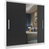Šatníková skriňa 158cm Belini biely mat / čierny mat s posuvnými dverami a zrkadlom Výrobca MSE SZP3/2/W/1B1L/AL