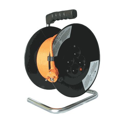 Solight prodlužovací přívod na bubnu, 4 zásuvky, 50m, oranžový kabel, 3x 1,5mm2 - PB04