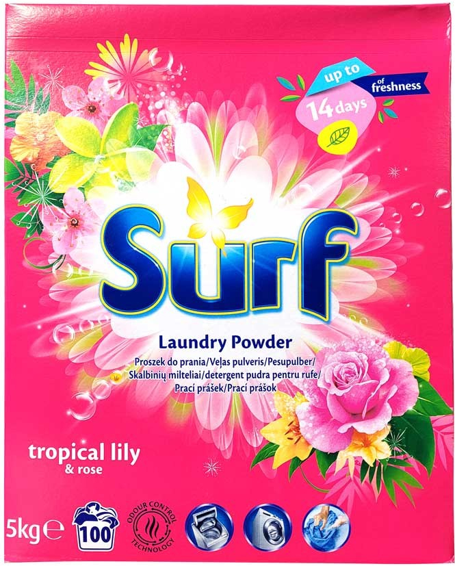 Surf Tropical lily & Rose prášok na pranie 5 kg 100 PD