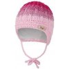 LITTLE ANGEL Čiapka pletená zaväzovacie dúha Outlast® vel.1, 35-38 cm ružová