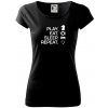 Eat sleep play - šach - Dámske tričko Pure - XL ( Čierna )