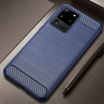 Púzdro SES Ochranné silikónové karbón Samsung Galaxy S20 Ultra G988F - modré