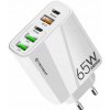 Techsuit PentaXPower CHC2 Nabíjačka 5v1 USB + Type-C 65W GaN biela