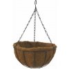 Strend Pro držiak na kvetináč, oceľ/kokos, visiaci, s retiazkou a háčikom, 40 cm