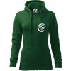 Volejbal lopta prso - Mikina dámska trendy zipper s kapucňou - XL ( Fľaškovozelená )