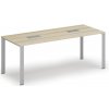 Stôl PRIMO INFINITY 2000 x 900 x 750, dub prírodný + 2x stolová zásuvka TYP III, strieborná