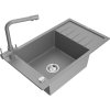 Mexen Elias, 1-komorový granitový drez s odkvapkávačom 795x480x200 mm a šedá batéria Duero, šedá, 6511-71-671600-71
