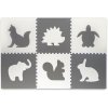 Ricokids Velká pěnová podložka puzzle bílá a šedá zvířátka 6 ks