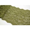Elastická krajka, vsadka - khaki - šírka 17 cm