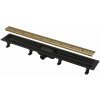 Alcadrain Odtokové žľaby Sprchový žľab Simple 75 cm, s okrajom pre perforovaný rošt, vrátane roštu, mosadz APZ10BLACK-750BRASS