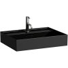 LAUFEN Kartell závesné umývadlo s otvorom, s prepadom, 600 x 460 mm, lesklá čierna, H8103330201041