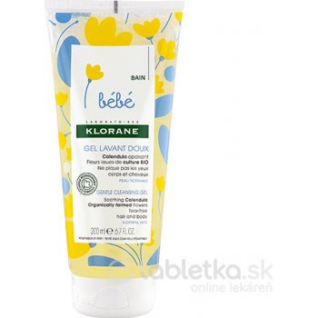 Klorane Bébé Calendula jemný umývací gél pre deti od narodenia 200 ml