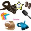 Clip in deluxe balíček - clip maxi set 63cm REMY pravé ľudské svetlo hnedá ružová kombinované