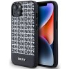DKNY PU kožený zadný kryt MagSafe s opakujúcim sa vzorom na spodnej strane pre iPhone 13 Black
