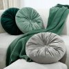 OKRÚHLY DEKORAČNÝ VANKÚŠ PREŠÍVANÝ VELÚR VELVET 40CM ŠALVIOVÝ