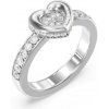 Guess Nežný oceľový prsteň Srdce s kryštálmi LOVE JUBR05464JWRH 54 mm