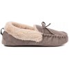 Shelvt Dark beige slippers with a bow and a fluffy moccasin interior šedá | krémová 40 Shelvt 0000296939404