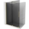 Mexen Velar, sprchová zástena s posuvnými dverami Walk-in 130 x 200 cm, 8mm šedé sklo, zlatá matná, 871-130-000-43-55