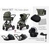 Trojkombinácia kočíka Moon PIÚ Maxi set s bázou 2025 - Black chrome Black chrome - MOSS GREEN