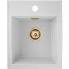 Sink Quality Ferrum New 4050, 1-komorový granitový drez 400x500x185 mm + zlatý sifón, biela, SKQ-FER.4050.WH.XG