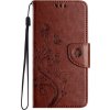 Peňaženkové puzdro Embossing Pattern Motýľ a kvet hnedé – Motorola Moto G35 5G