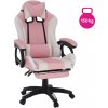 Kancelárske/herné kreslo s RGB LED podsvietením, ružová/biela, JOVELA