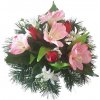 Smútočný aranžmán betonka umelé ruže, alstromeria & doplnky Ø 28cm x 18cm