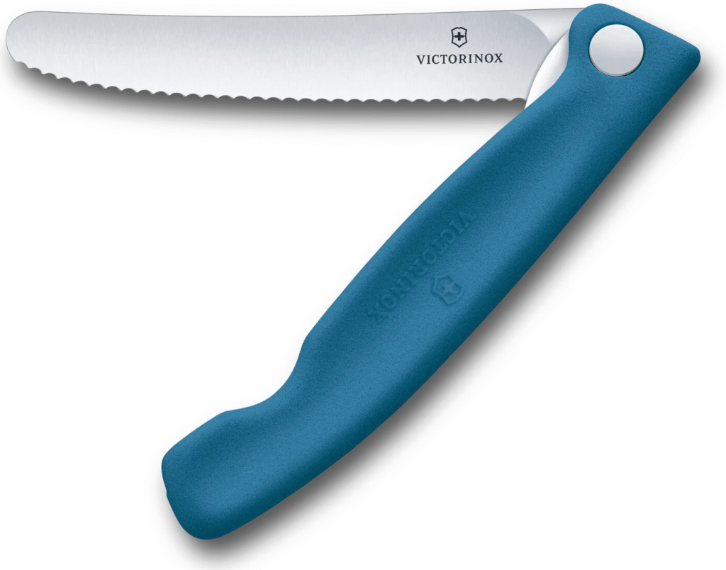 Victorinox 6.7832.FC1 skladací nôž na ovocie a zeleninu, 11 cm zúbkovaná oblá čepeľ, piknikový/cestovný, modrý
