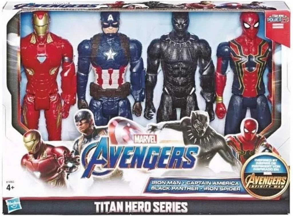 Hasbro Avengers Sada 4 30 cm Čierny Panter Iron Man Kapitan Amerika Spiderman