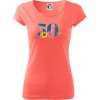 Kvetinové číslo kreslené - 50 - Dámske tričko Pure - XS ( Korálová )