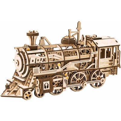 Robotime 3D drevené mechanické puzzle Parní lokomotiva 350 ks
