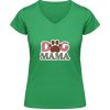 Soft-Style V Tričko Gildan - Nápis Dog Mama - Irish Green - S - Dámske