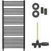 CERANO - Kúpeľňový radiátorový set Alberto - ústredné vykurovanie - bočné jednobodové pripojenie - 857W - čierna matná - 1380x650 mm CER-663541