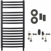 CERANO - Kúpeľňový radiátorový set Paolo - ústredné vykurovanie - bočné pripojenie - 604W - čierna matná - 1090x550 mm CER-663460