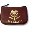 Puzdro: na ruženec, zips - bordové s nápisom Ave Mária - KRZ012-05