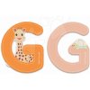 Janod drevené lepiace písmeno G Sophie The Giraffe 09551 oranžové ružové