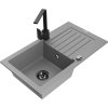 Mexen Pablo, granitový drez 752x436x161 mm, 1-komorový a čierna batéria Rita, šedá, 6510-71-670300-70-B