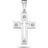 Lillian Vassago Prívesok krížik so zirkónmi z bieleho zlata LLV98-GP094W
